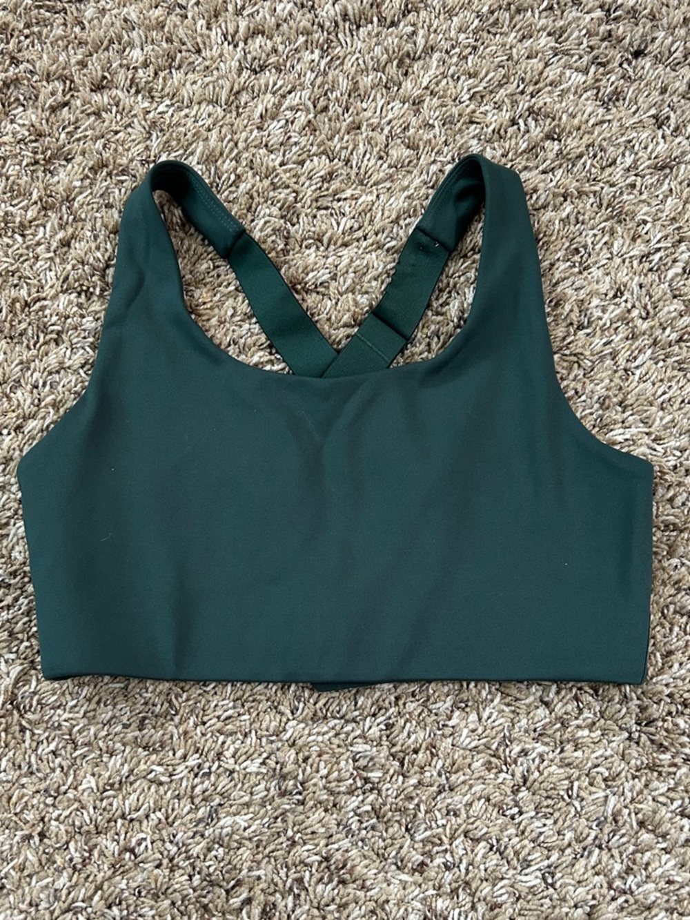 girlfriend collective Simone deep green sports bra, size S color “moss”